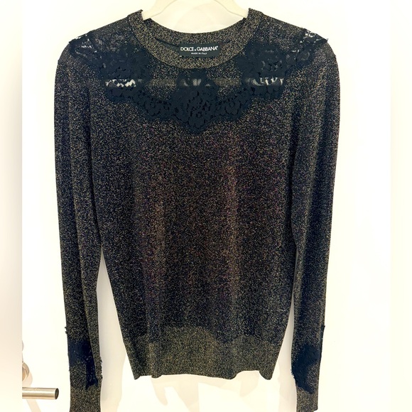 Dolce & Gabbana Metallic crew neck sweater
